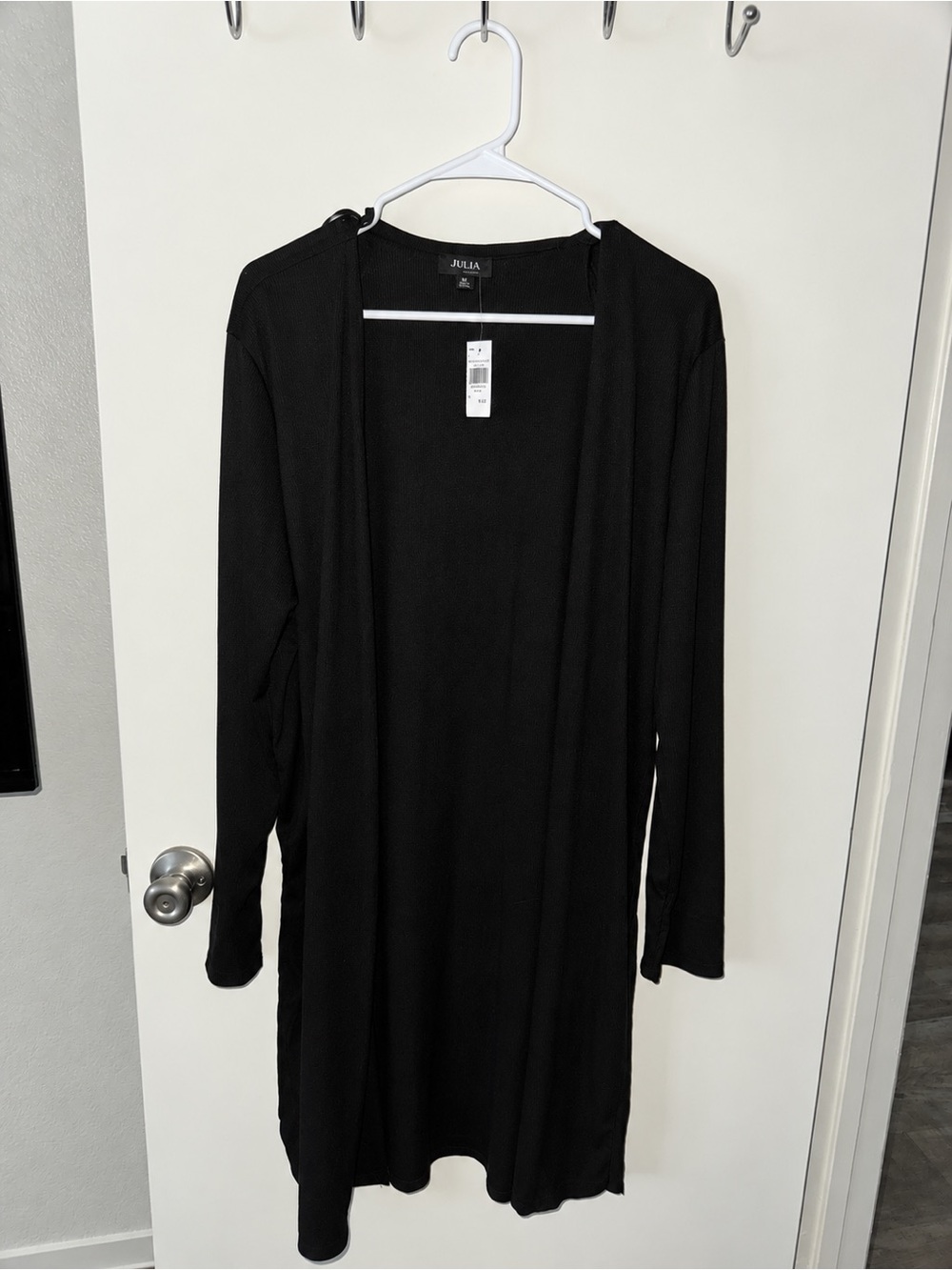Black Open-Front Long Cardigan Dress